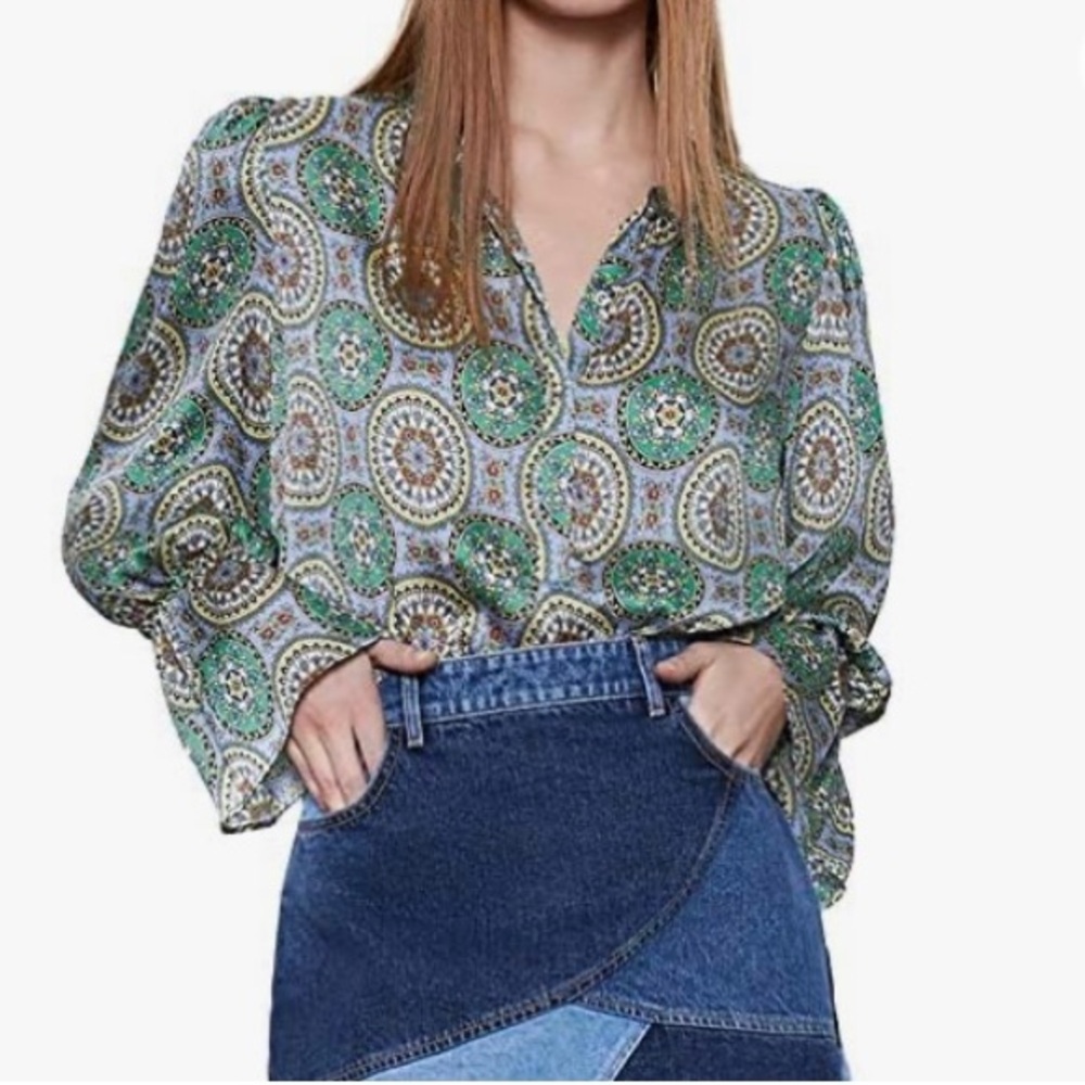 ZARA Paisley 70s Blouse